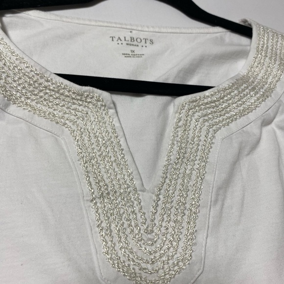 TALBOTS 100% COTTON EMBELLISHED TUNIC - SIZE 1X - FLAW SEE LAST PHOTO - Picture 3 of 7